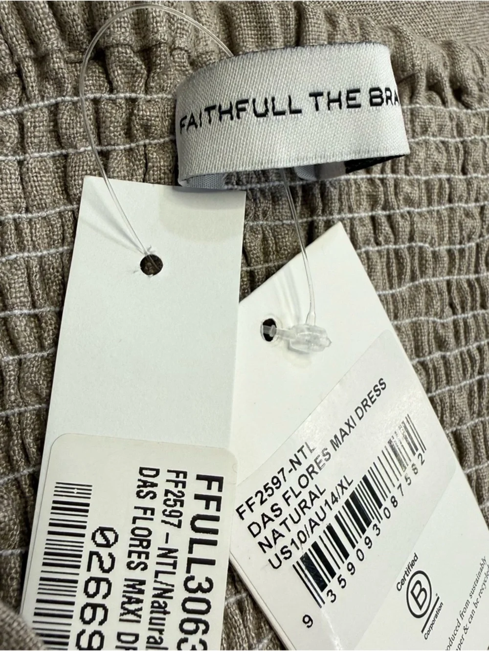 Faithfull The Brand Das Flores Linen Maxi Dress Natural Strapless NWT 10 - Picture 5 of 14